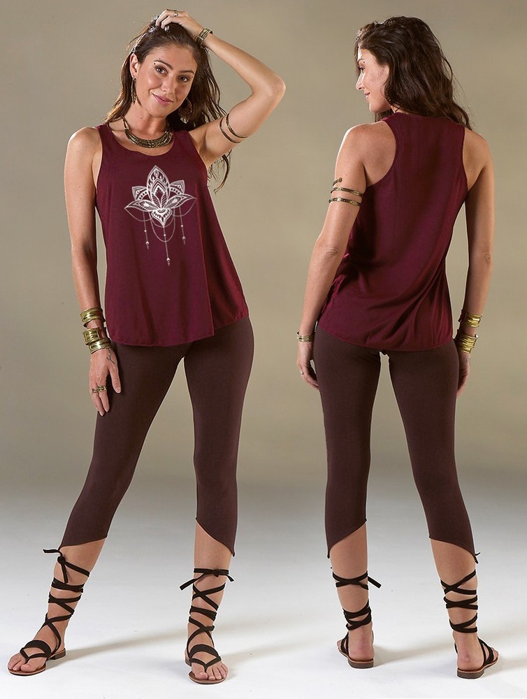 Wine and silver Toonzshop Anitaya Printed Tank Top Women Tank Top | 48156EPXJ