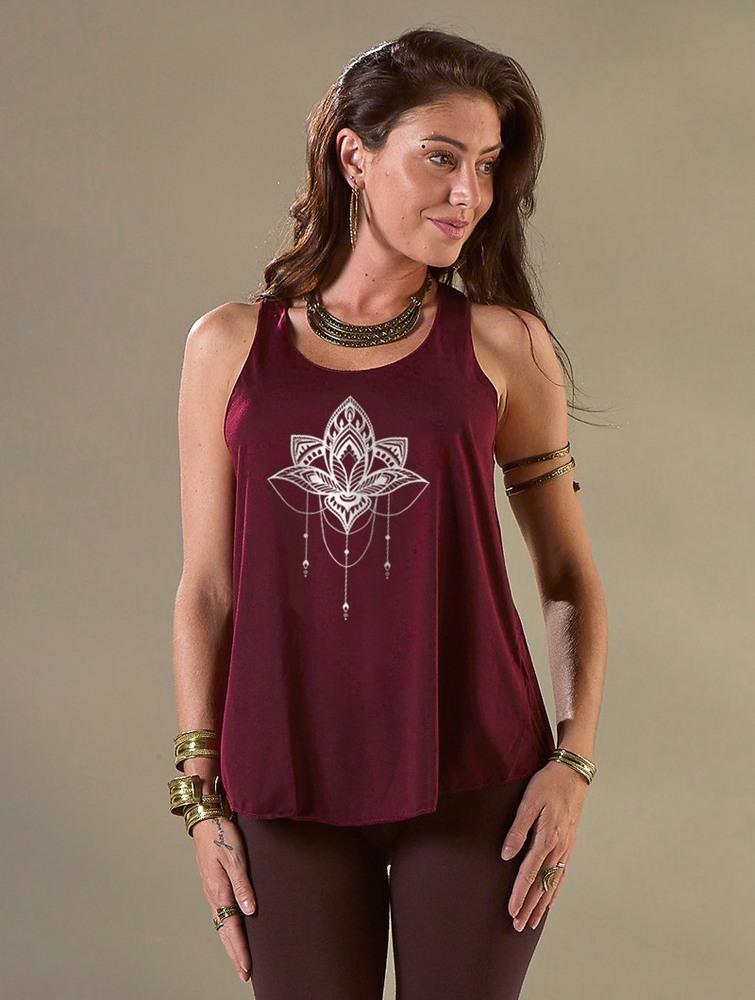 Wine and silver Toonzshop Anitaya Printed Tank Top Women Tank Top | 48156EPXJ